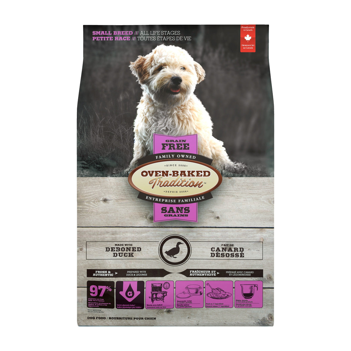 Oven Baked Tradition perro Grain Free razas pequeñas pato vista frontal