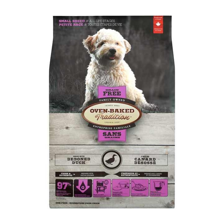 Oven Baked Tradition perro Grain Free razas pequeñas pato vista frontal