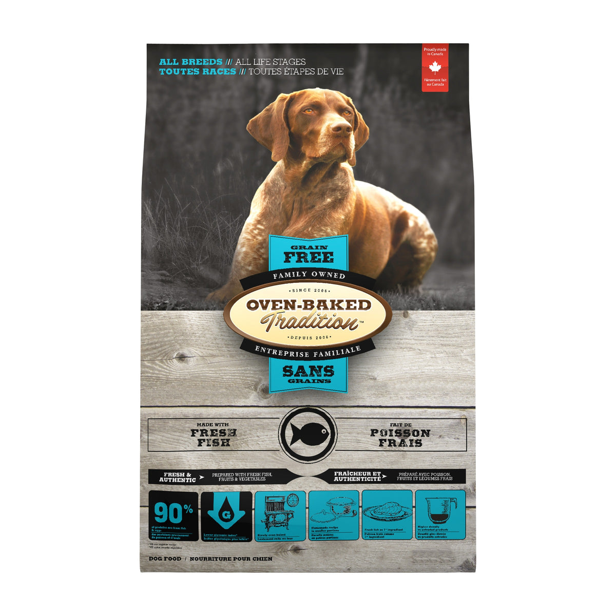 Oven Baked Tradition perro grain free pescado 11.34 Kg empaque frontal