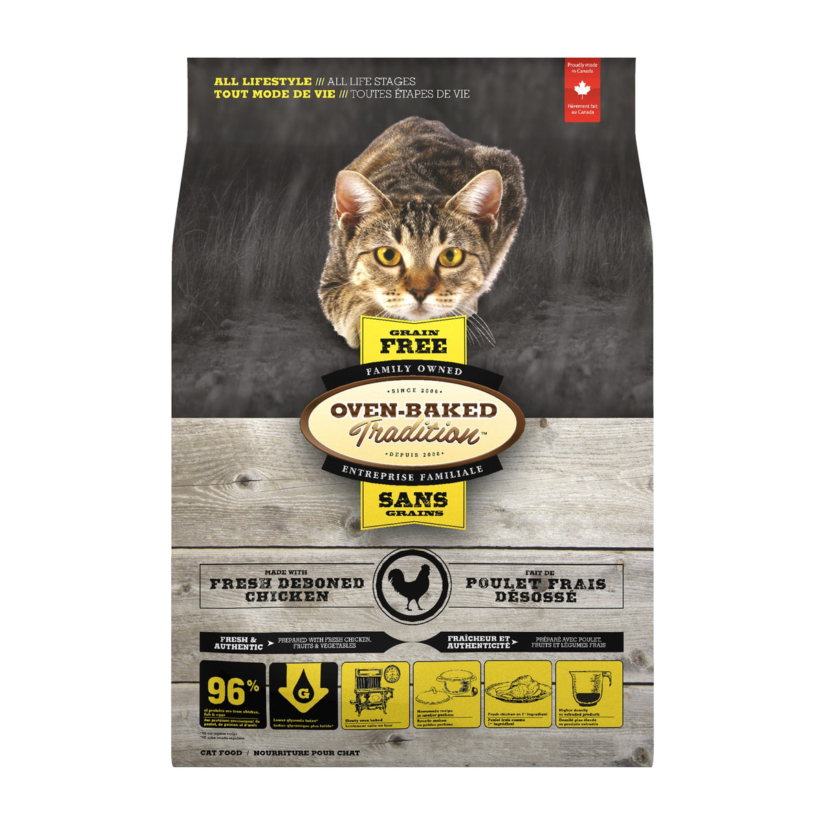 Oven Baked Tradition gato adulto grain free pollo 4.54 Kg empaque frontal