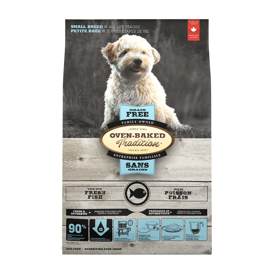 Oven Baked Tradition perro Grain Free razas pequeñas pescado vista frontal