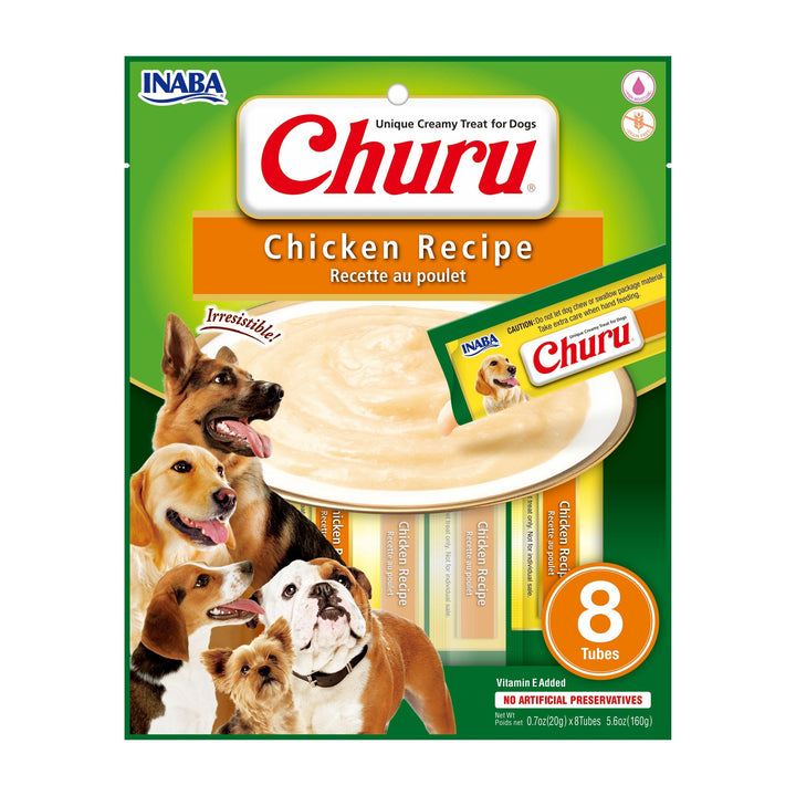 Churu snack líquido sabor pollo para perros 8 tubos 20 grs vista frontal