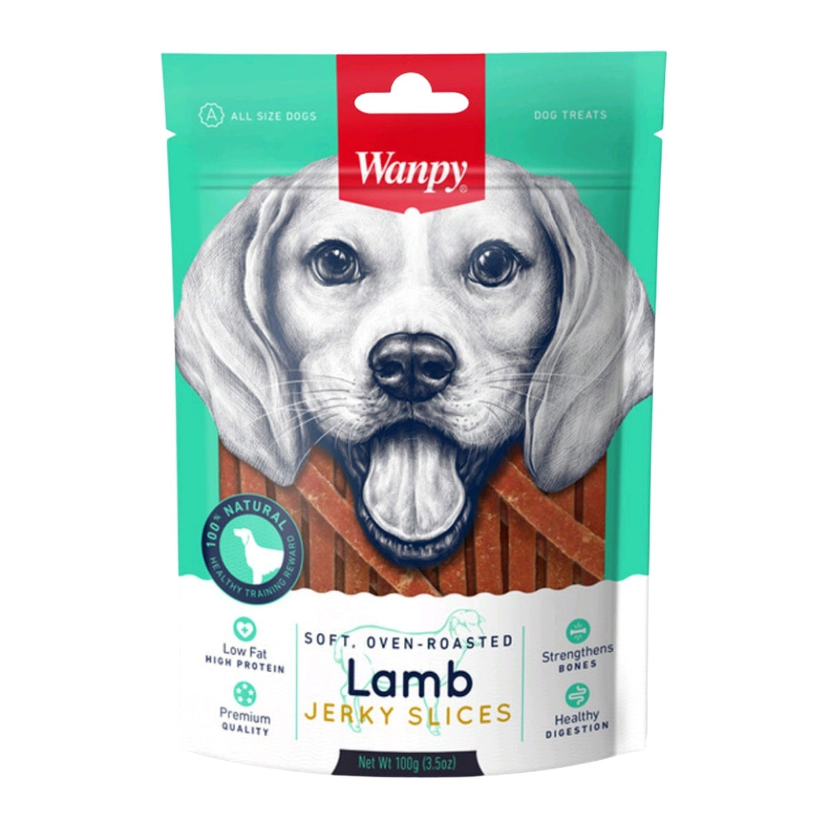 Wanpy Soft Lamb Jerky Slice cordero 100 g snack para perros empaque