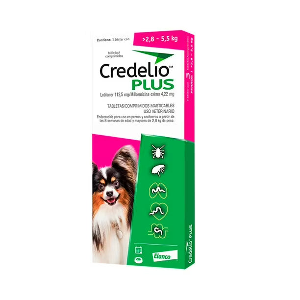 Credelio Plus para perros de 2,8 a 5,5 kg, envase de 1 comprimido