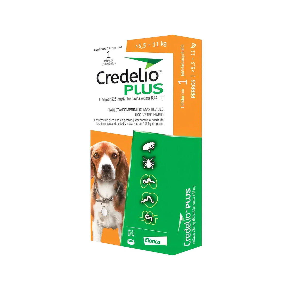 Credelio Plus para perros de 5,5 a 11 kg, envase de 1 comprimido