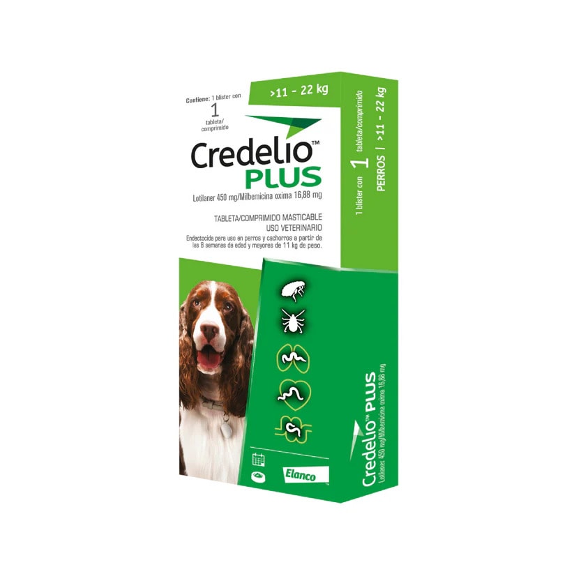 Credelio Plus para perros de 11 a 22 kg, envase de 1 comprimido
