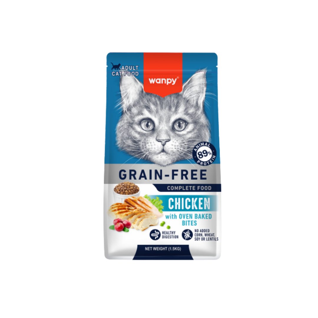 Wanpy gato adulto grain free sabor pollo 1.5 Kg empaque frontal