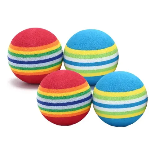 Wonder Cat set de 4 pelotas blandas a rayas de colores para gatos
