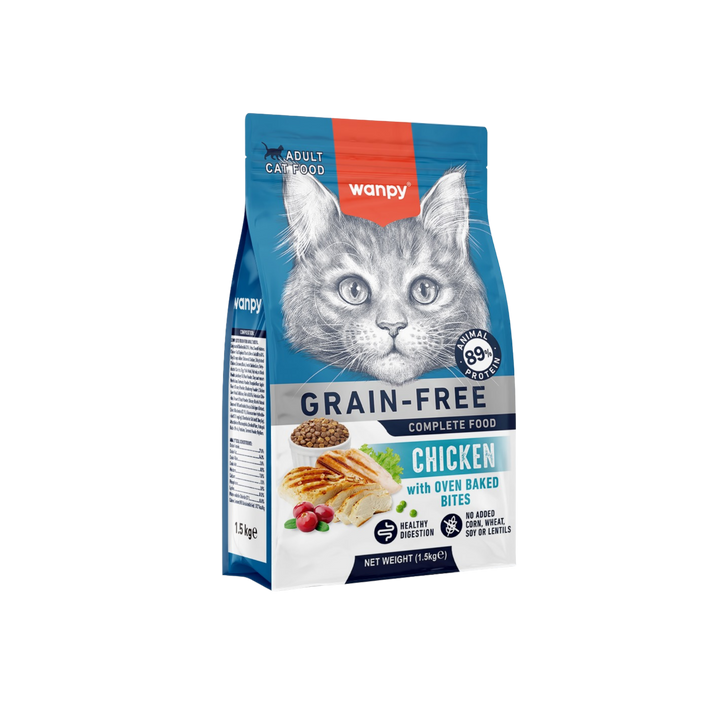 Wanpy gato grain free pollo empaque lateral