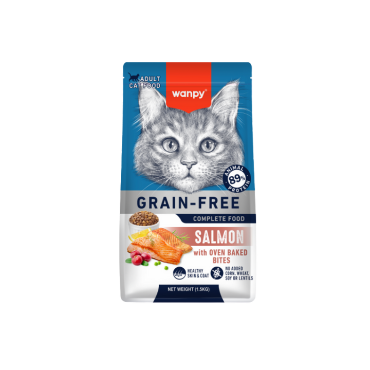 Wanpy Gato Adulto Sin Granos Salmón empaque vista frontal