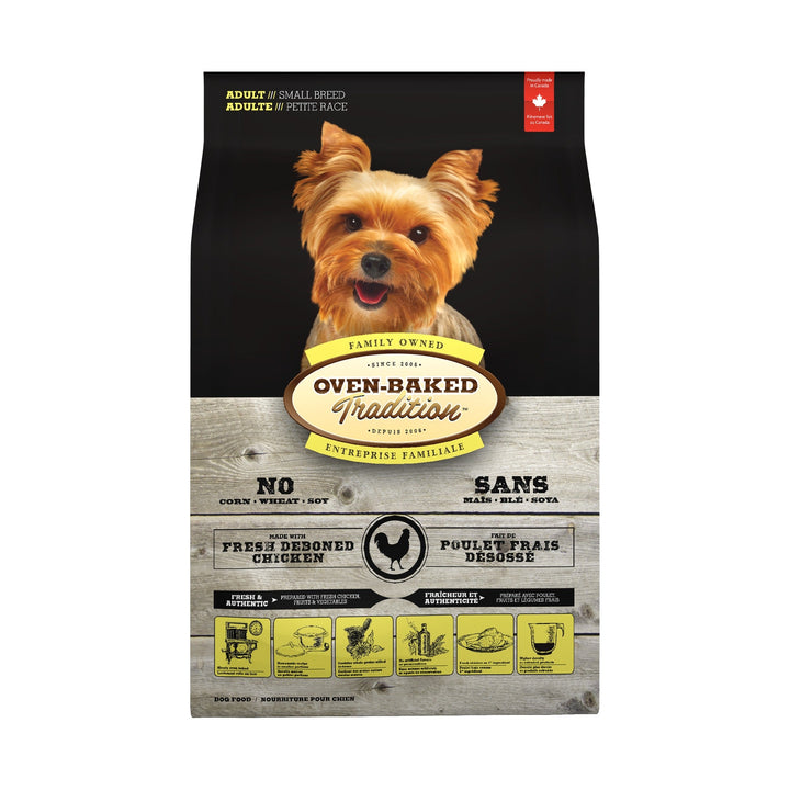 Oven Baked Tradition adulto razas pequeñas pollo 2,27 kg, vista frontal del saco