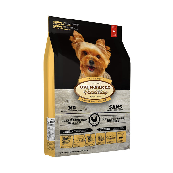 Oven Baked Tradition senior y control de peso pollo, vista lateral del saco