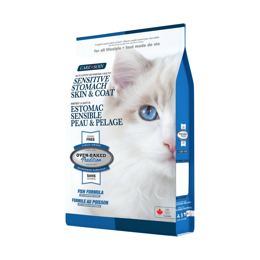 Oven Baked Tradition CARE gato adulto sensitive stomach empaque lateral derecho