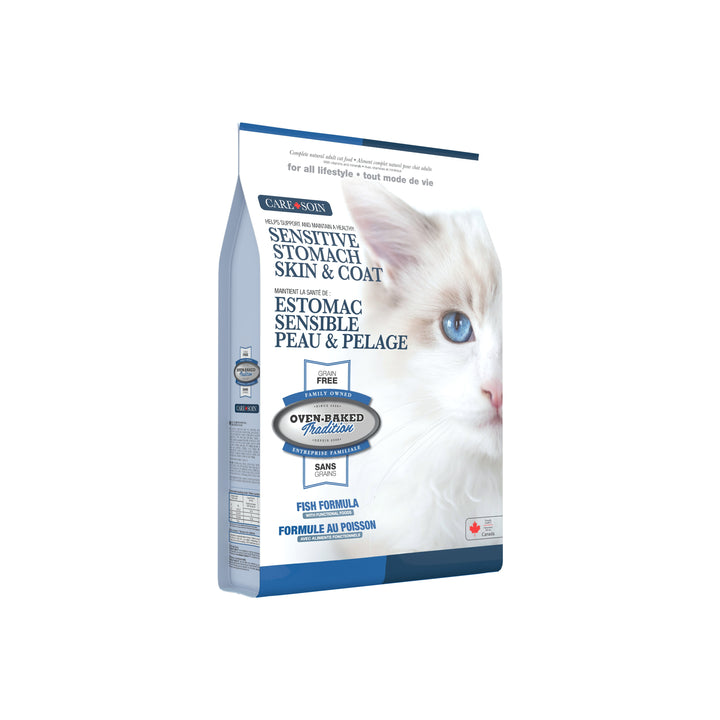 Oven Baked Tradition CARE gato adulto sensitive stomach empaque lateral izquierdo