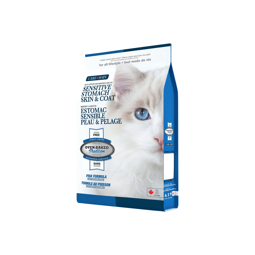Oven Baked Tradition CARE gato adulto sensitive stomach empaque lateral derecho