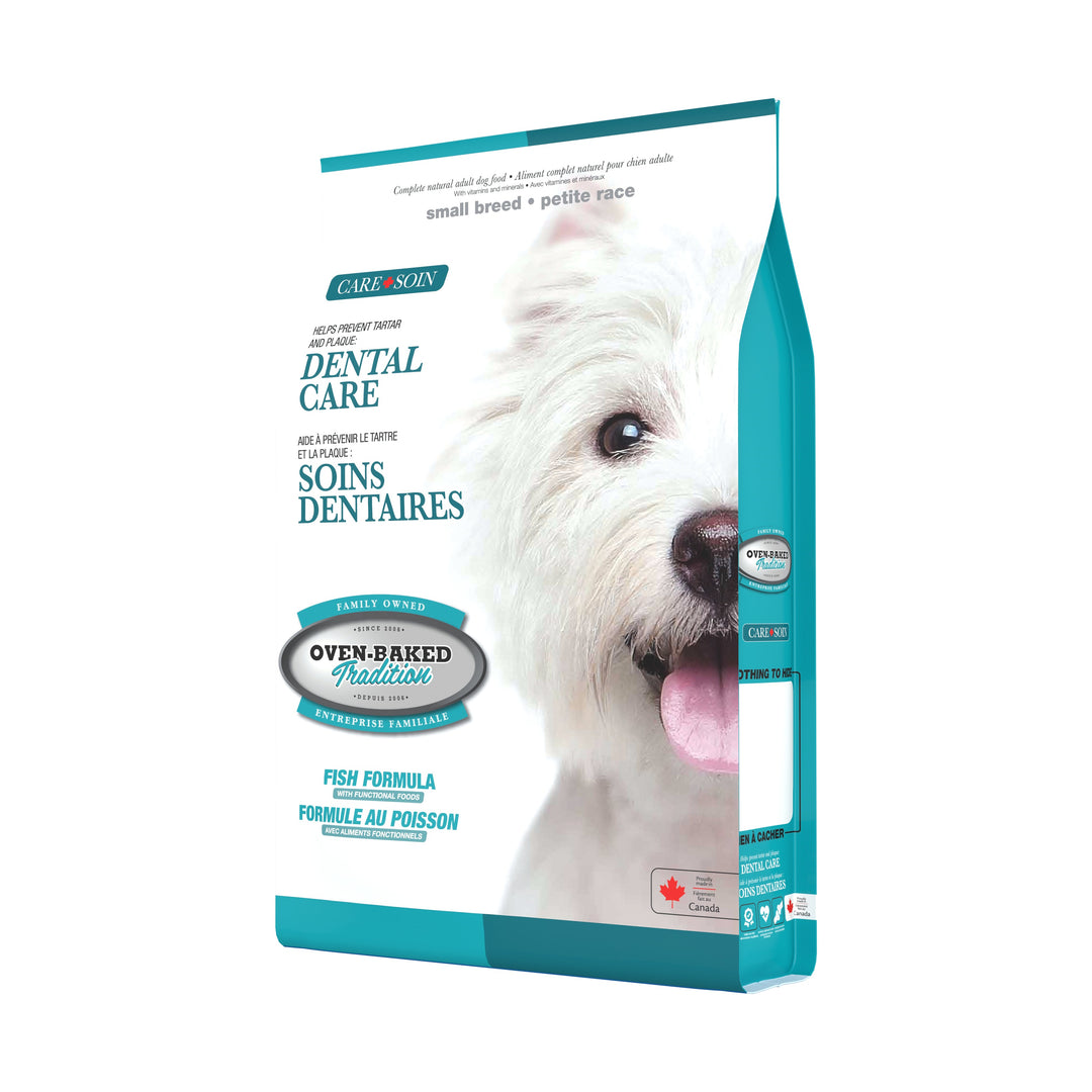 Oven Baked Tradition CARE perro adulto dental care empaque lateral izquierdo