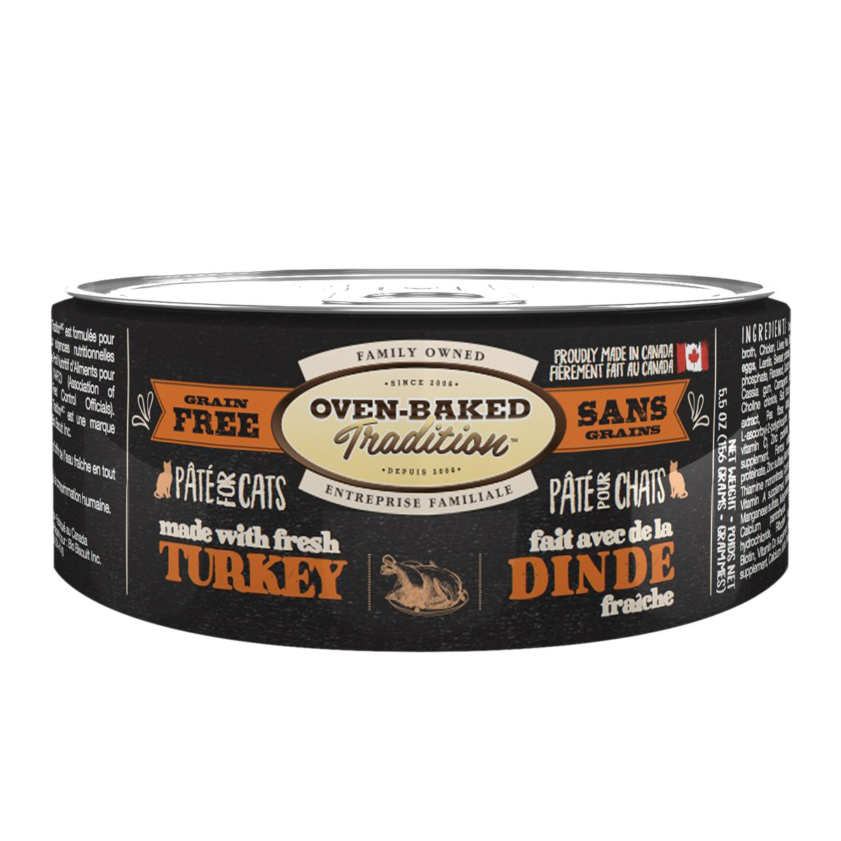 Oven Baked Tradition paté de pavo sin granos, lata de 156 g para gatos