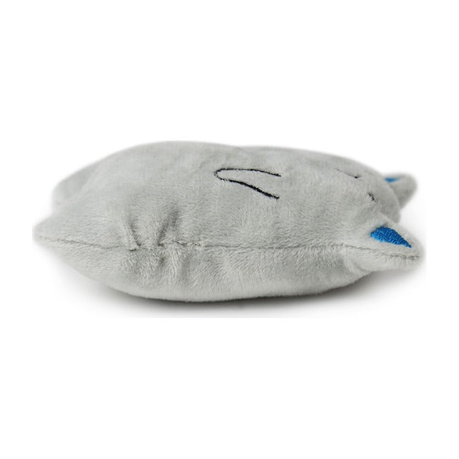 BRNX Maxi Toy juguete de peluche para gatos con forma de un gato gris con orejas celestes, vista 5