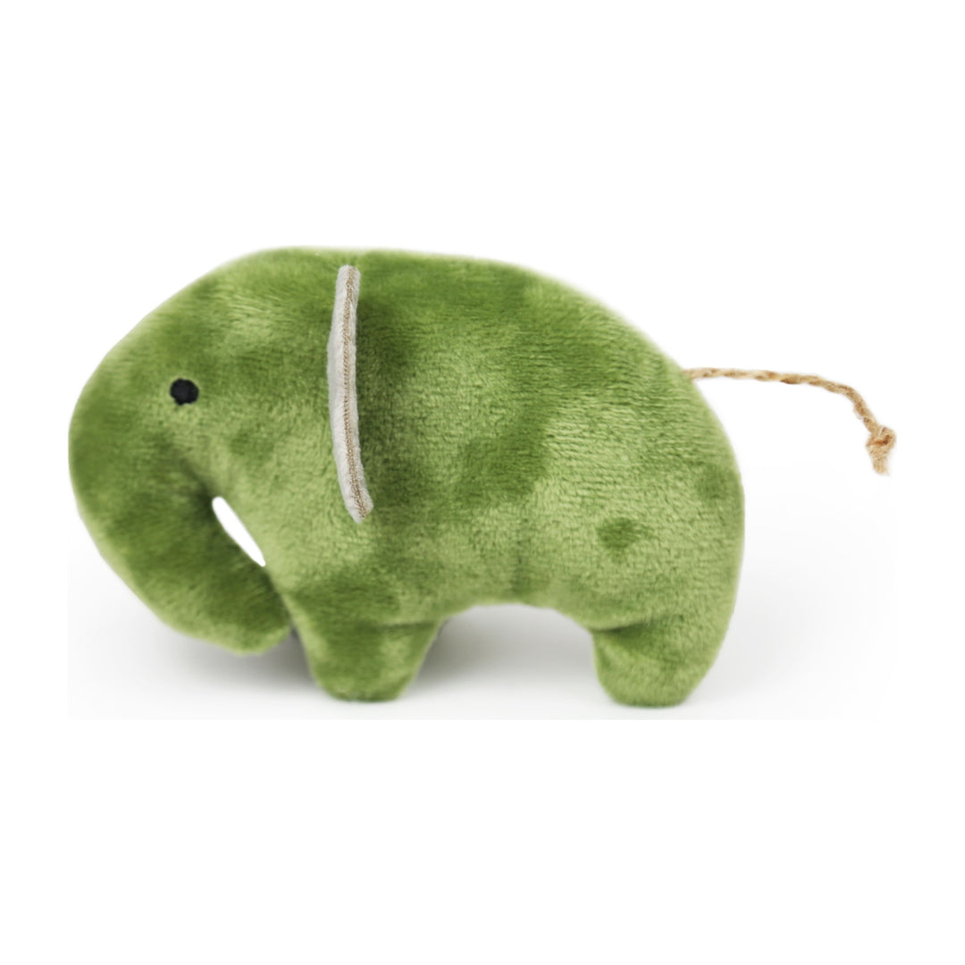 BRNX Maxi Toy juguete de peluche para gatos con forma de un elefante verde oliva, vista 3
