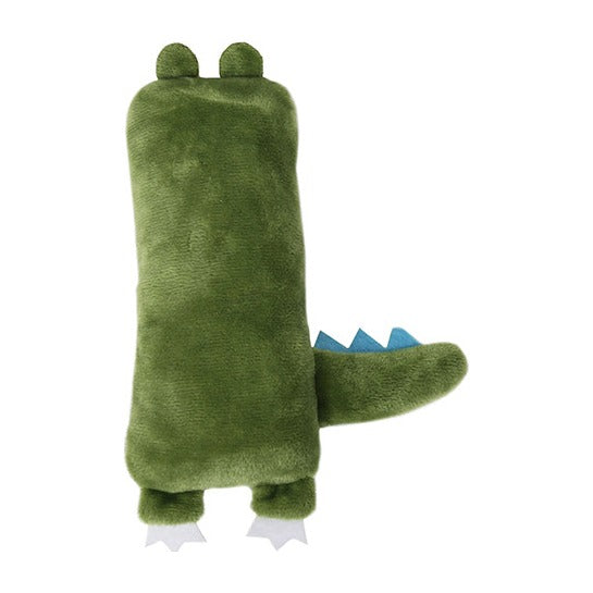 BRNX Maxi Toy juguete de peluche para gatos con forma de un dinosaurio verde con púas celestes, vista 4