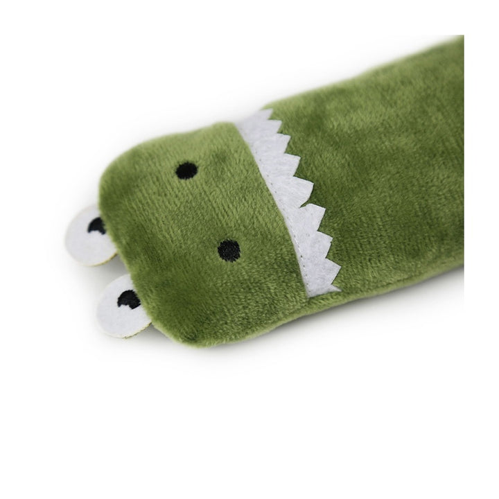 BRNX Maxi Toy juguete de peluche para gatos con forma de un dinosaurio verde con púas celestes, vista 6