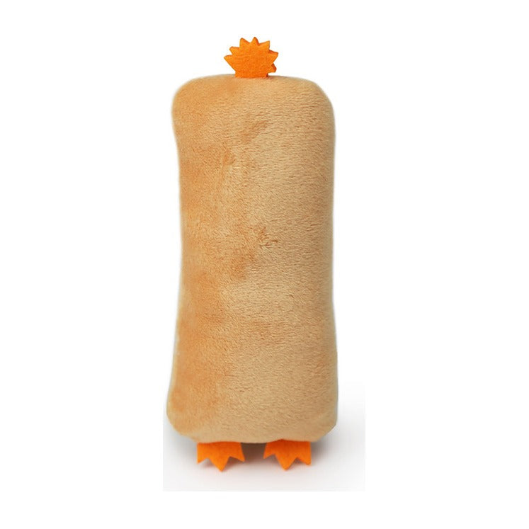 BRNX Maxi Toy juguete de peluche para gatos con forma de un pato color durazno con pico amarillo, vista 3