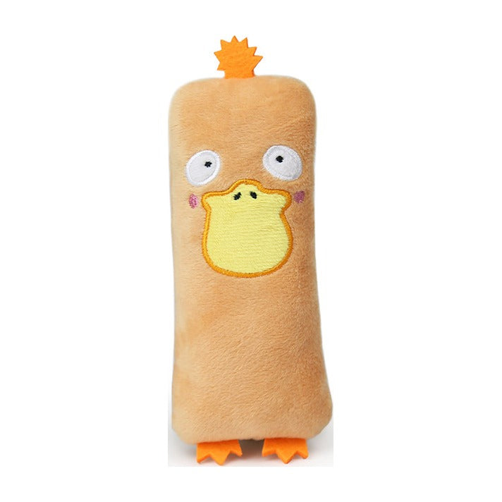 BRNX Maxi Toy juguete de peluche para gatos con forma de un pato color durazno con pico amarillo, vista 2