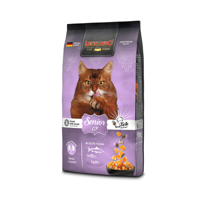Leonardo gato senior grain free alimento seco empaque lateral