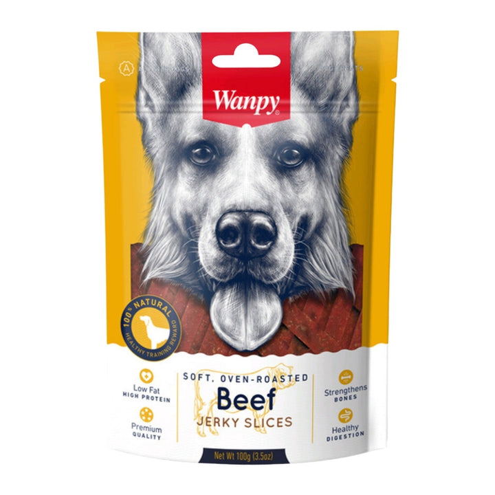 Wanpy Soft Beef Jerky Slice vacuno 100 g snack para perros empaque