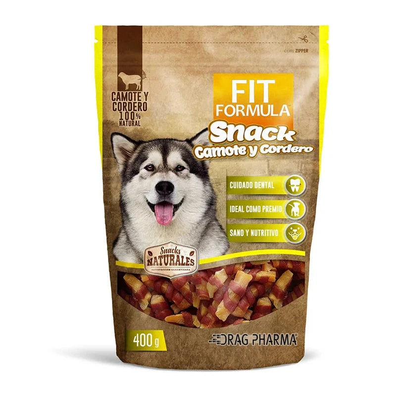 Fit Formula snack natural camote y cordero, envase de 400 g