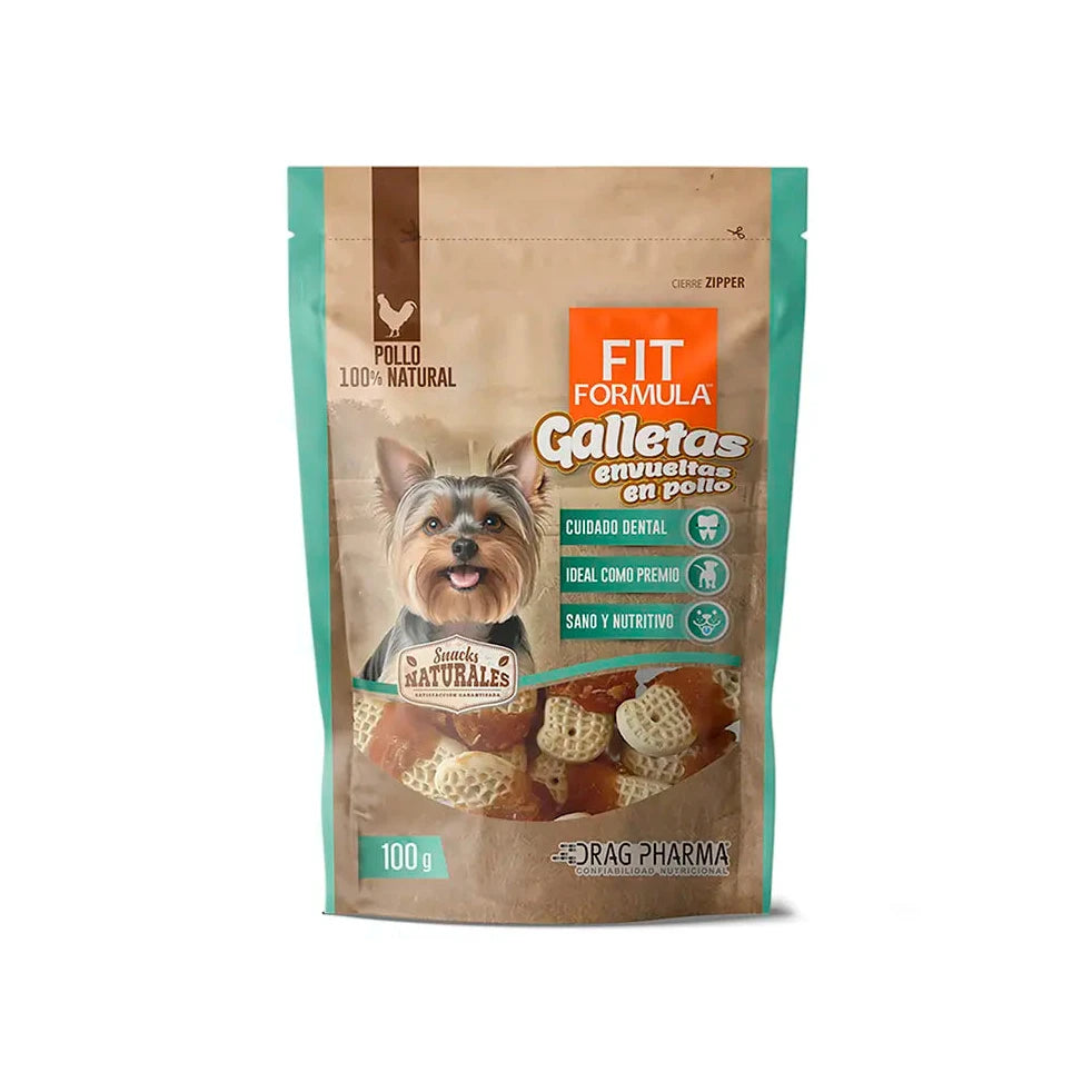 Fit Formula snack natural galletas envueltas en pollo, envase de 100 g