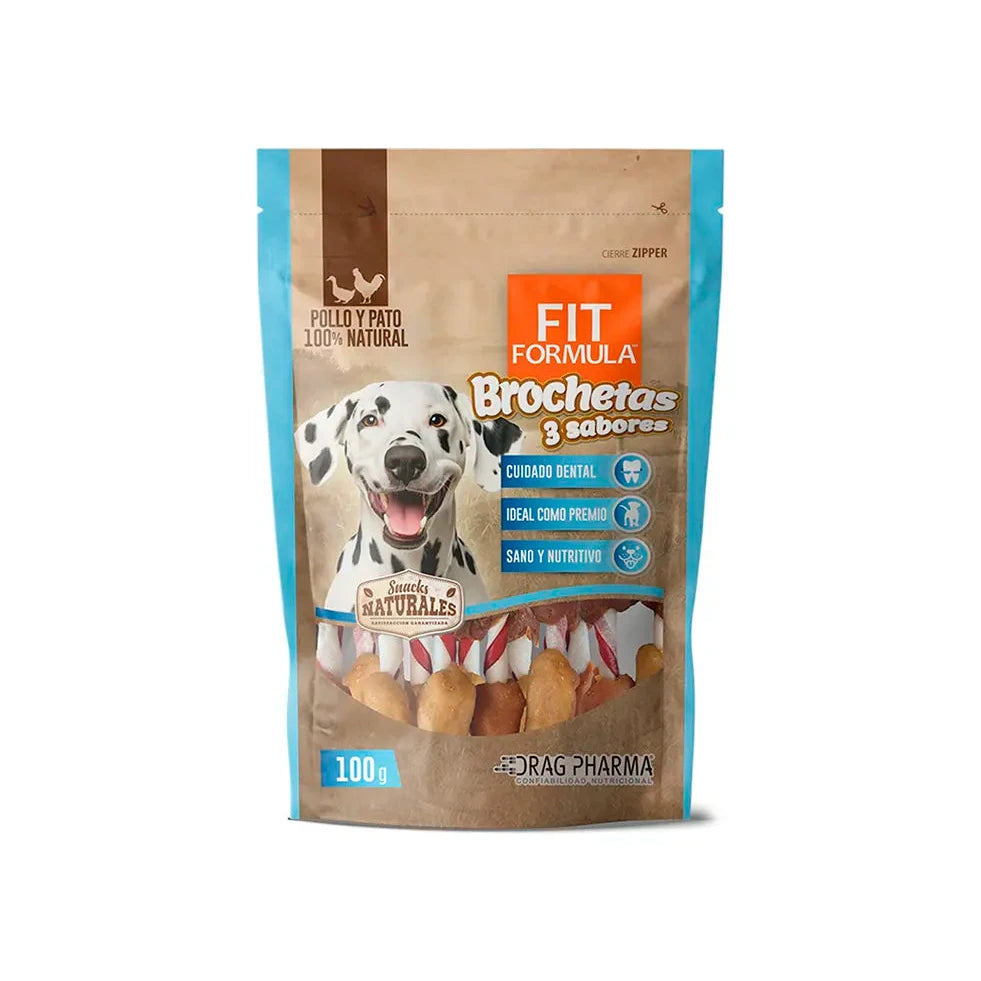 Fit Formula snack natural brocheta 3 sabores, envase de 100 g