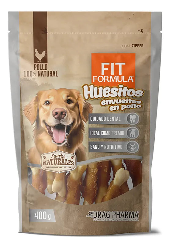 Fit Formula snack natural huesitos envueltos en pollo, envase de 400 g