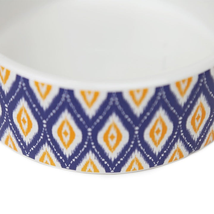BRNX plato de cerámica vintage con rombos azules y naranjos, vista 4