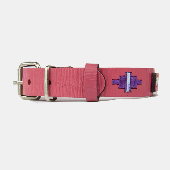 Collar Perro Lassie Cuero Fucsia Corrugado