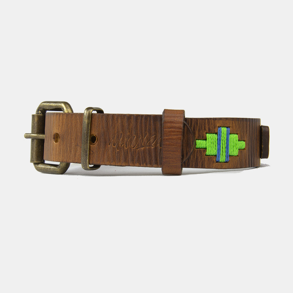 Collar Perro Lassie Cuero Marrón Corrugado Envejecido