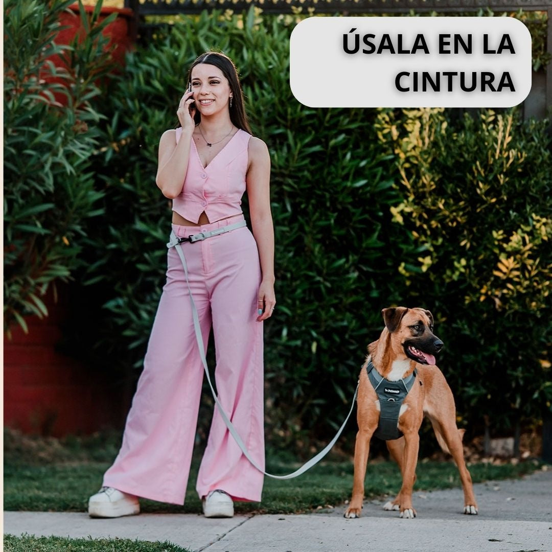 Pet Lounge Correa Perro Manos Libres Multiuso 5 en 1 Gris