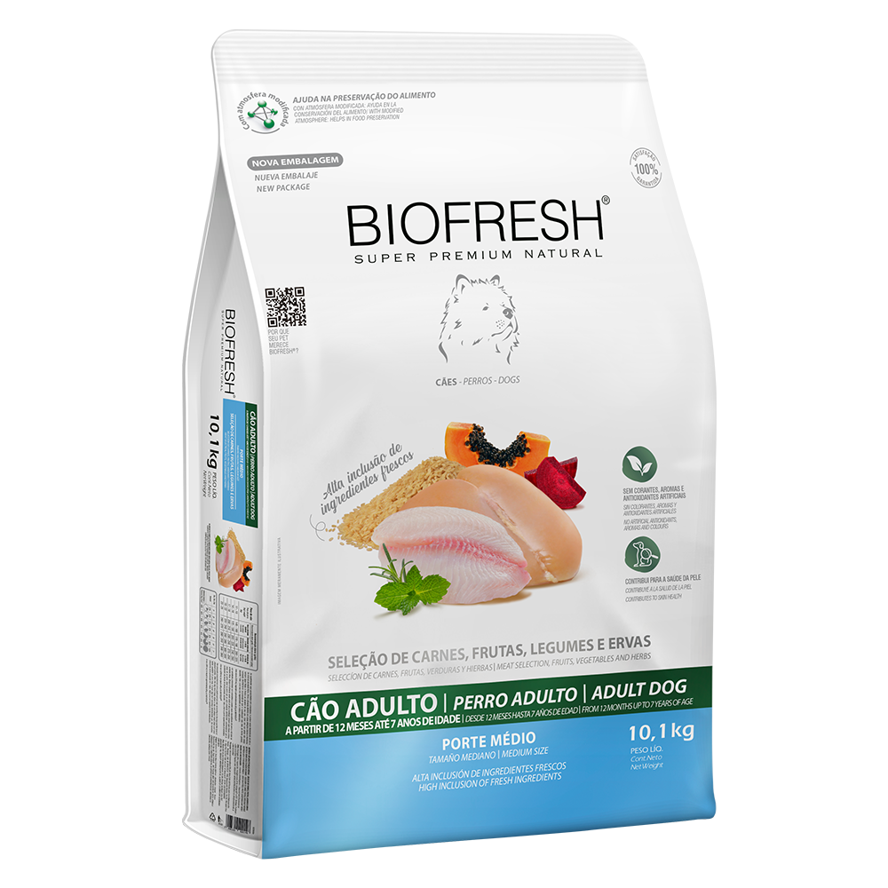 Biofresh perro adulto razas medianas 10.1 kg alimento seco, empaque en perspectiva