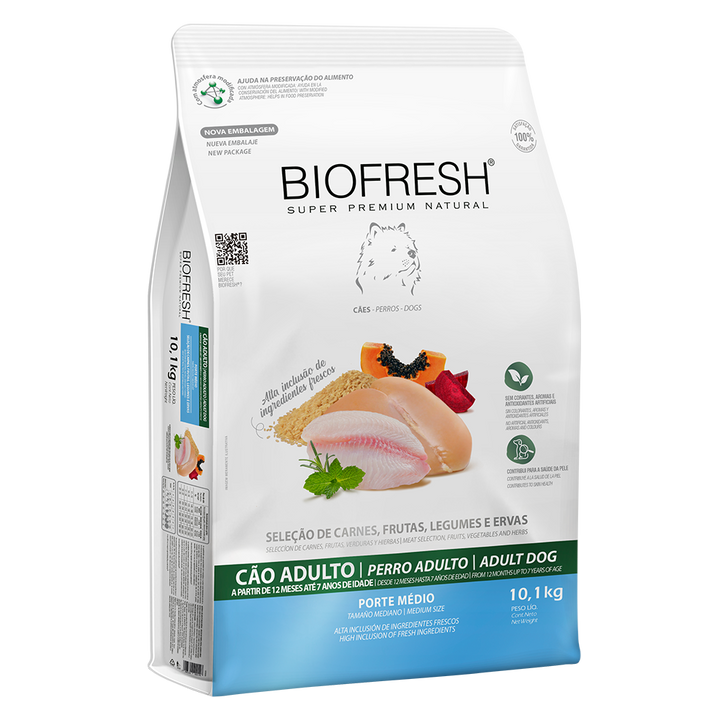 Biofresh perro adulto razas medianas 10.1 kg alimento seco, empaque en perspectiva