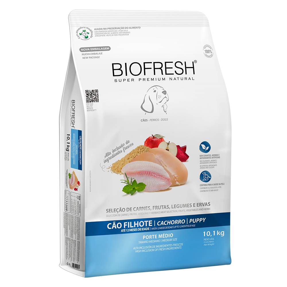 Biofresh perro cachorro razas medianas 10.1 kg alimento seco, empaque en perspectiva