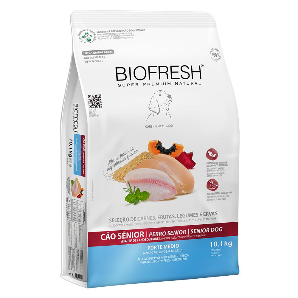 Biofresh perro senior razas medianas 10.1 kg alimento seco, empaque en perspectiva