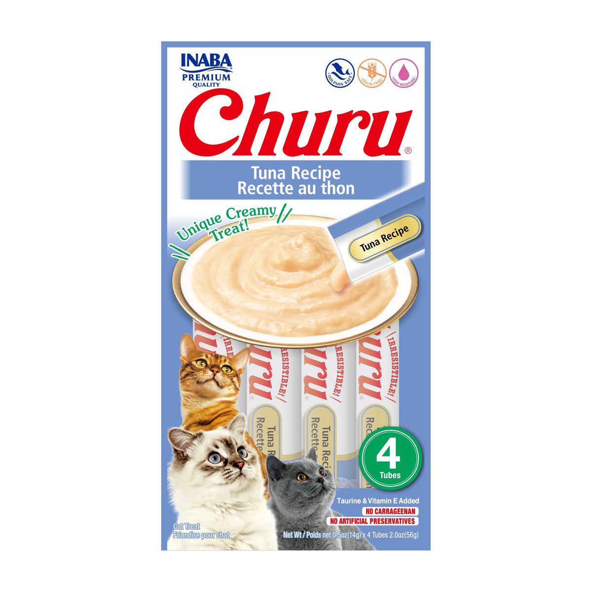 Churu snack líquido sabor atún para gatos 4 tubos 14 grs vista frontal