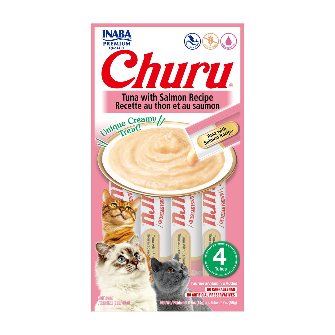 Churu snack líquido sabor atún con salmón para gatos 4 tubos 14 grs vista frontal