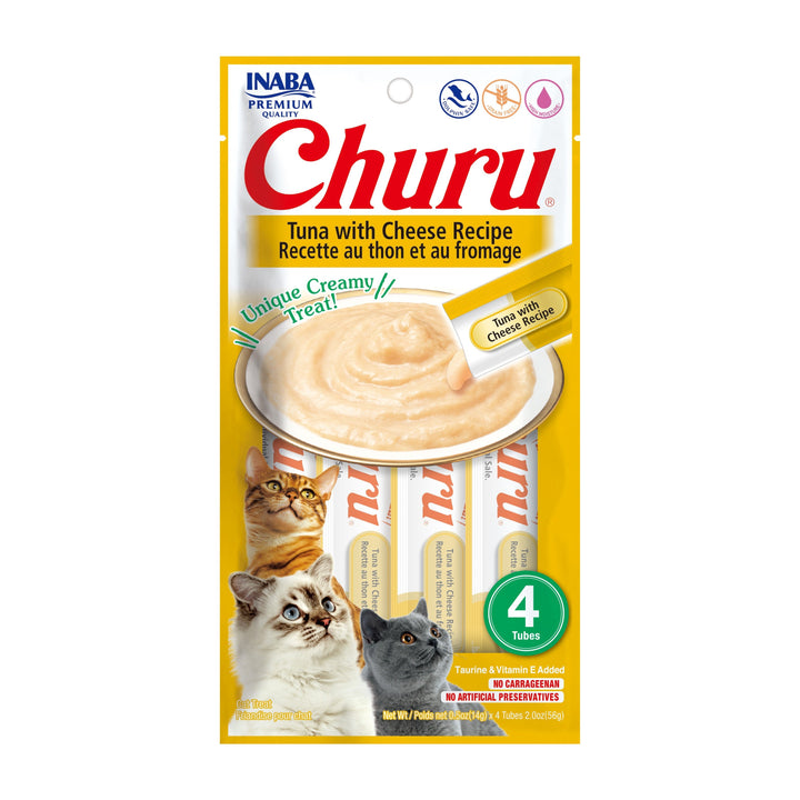 Churu snack líquido sabor atún con queso para gatos 4 tubos 14 grs vista frontal