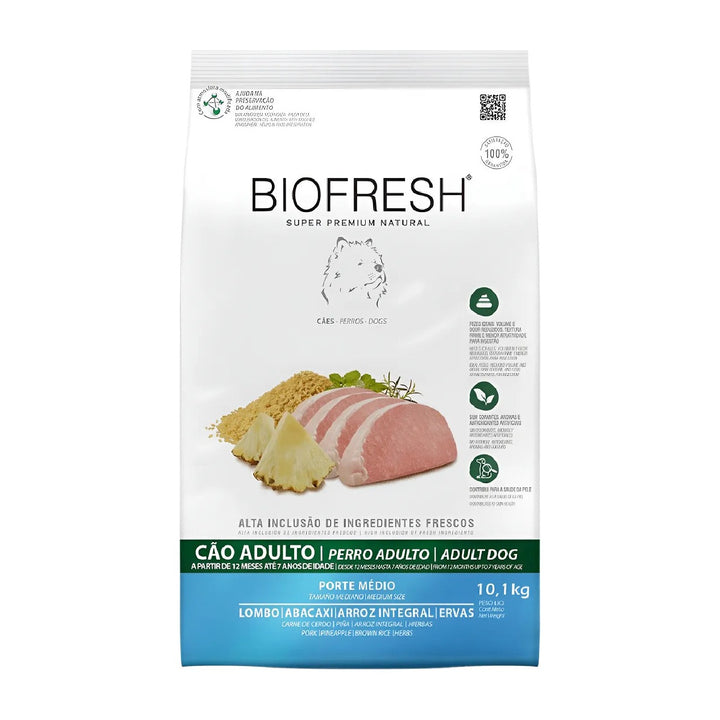 Biofresh perro adulto razas medianas cerdo y piña 3 Kg empaque frontal
