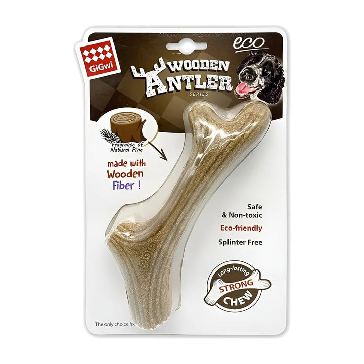 Gigwi Wooden Antler madera natural M juguete masticable perro