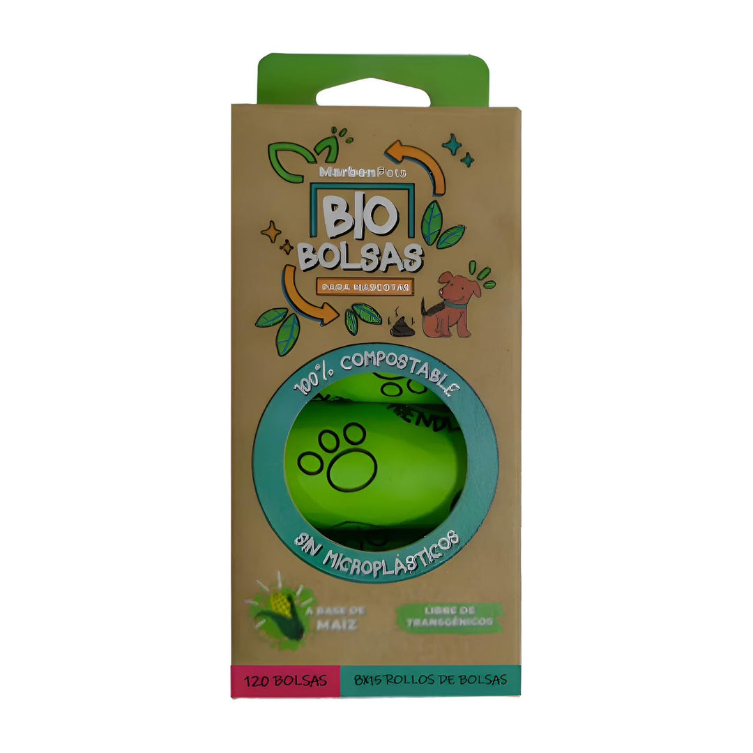 Marbenpets Bio Bolsas 100% compostables para perros 120 unidades empaque