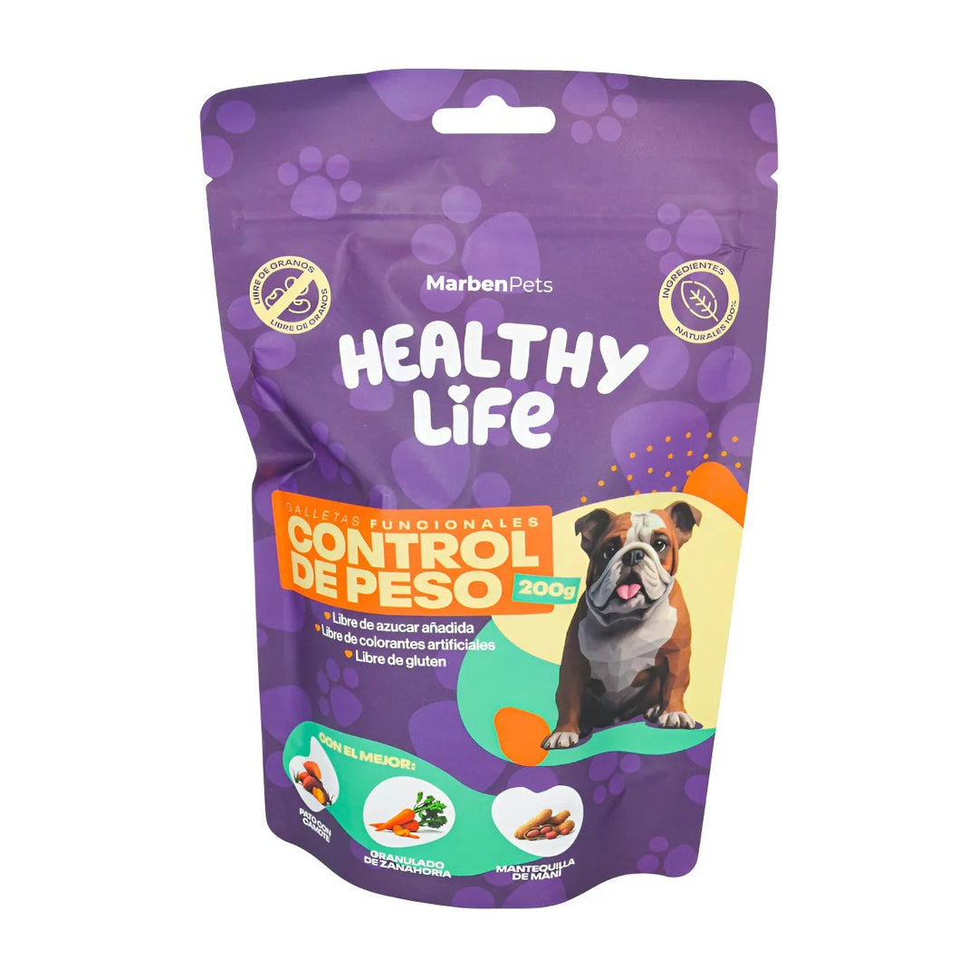 Marbenpets Healthy Life galletas control de peso para perros 200 g empaque