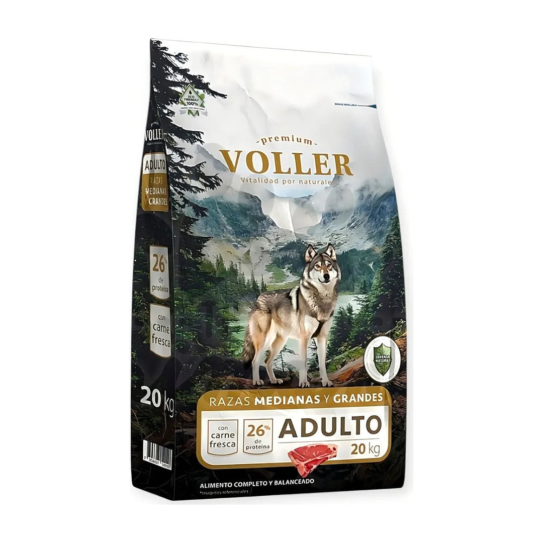 Voller Premium perro adulto sabor carne 20 Kg alimento seco empaque
