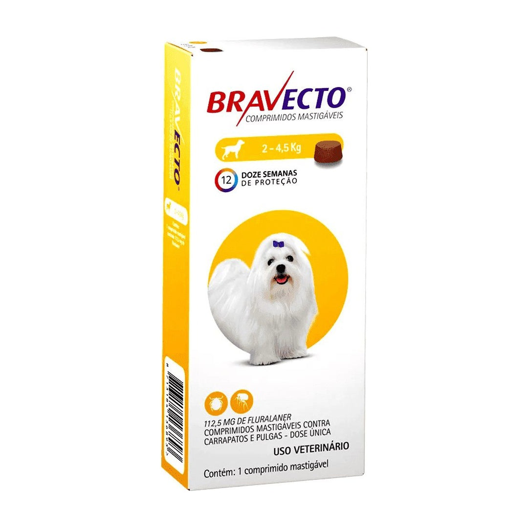 Bravecto antiparasitario para perros de 2 a 4,5 kg, envase